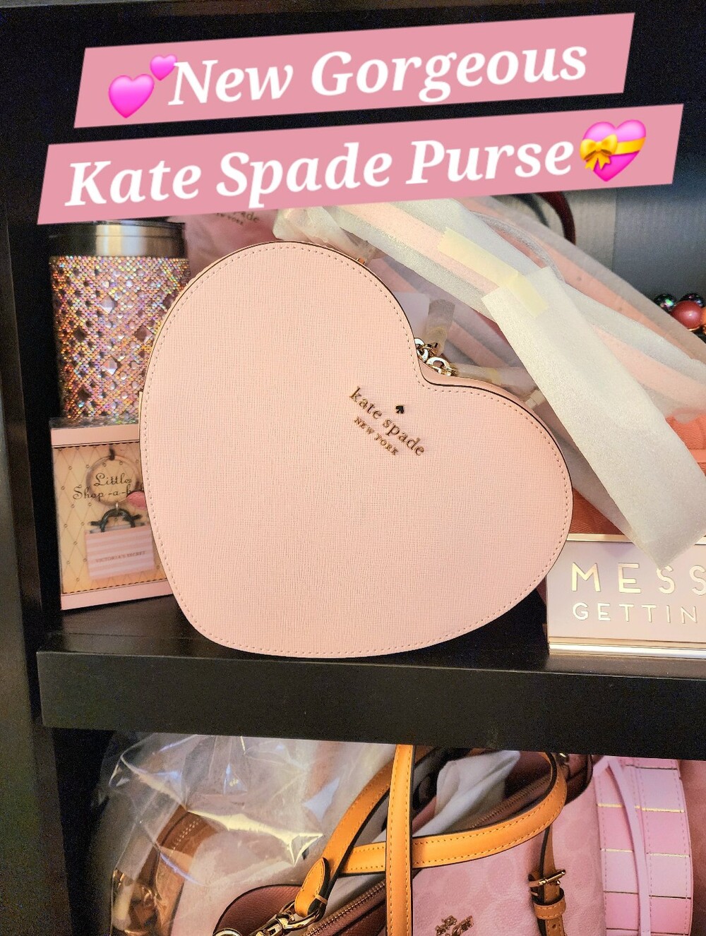 Kate Spade Pink Heart Crossbody Purse Bag Love Shack Chalk New wkr00339 Coquette